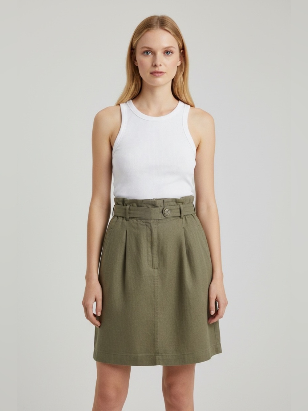 BCBGMAXAZRIA Stella Paper Bag Linen Skirt Size 2